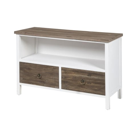 Szafka pod telewizor shabby chic z drewna z 2 szufladami Terosk Promocja