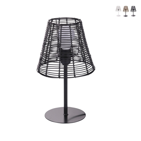 Lampa stołowa biurkowa efekt rattanu Sayura Promocja