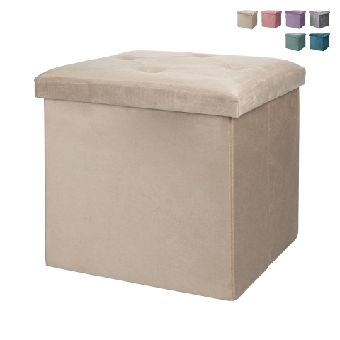 Kwadratowy puf z pojemnikiem 38x38 cm, wielofunkcyjny, efekt aksamitu Yushka Promocja