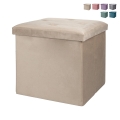 Kwadratowy puf z pojemnikiem 38x38 cm, wielofunkcyjny, efekt aksamitu Yushka Promocja