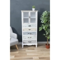 Kredens z witryną shabby chic 2 szklane drzwi 5 szuflad Valencia Rabaty