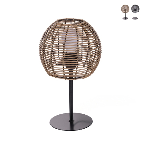 Lampa stołowa z abażurem z plecionki rattanowej Tashik Promocja