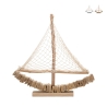 Drewniana rzeźba żaglówki z tkaninową siatką 45x45x7 cm Enok Promocja