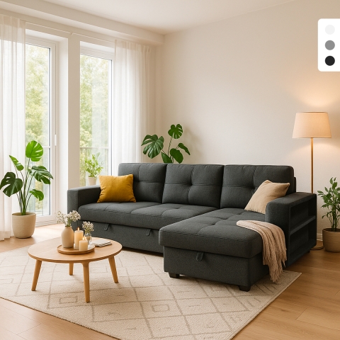 Sofa do spania dla 3 osob z półką z USB-C, biblioteka Civis Promocja