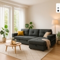 Sofa do spania dla 3 osob z półką z USB-C, biblioteka Civis Promocja