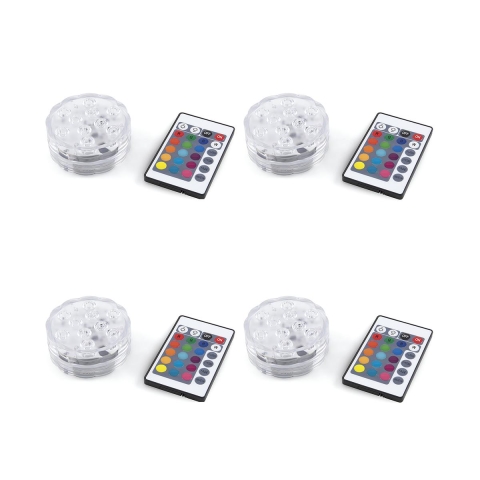 Zestaw 4 wodoodpornych reflektorów LED z pilotem Ø6,9x2,8 cm Virel Promocja