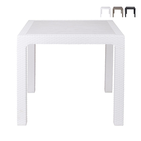 Stół ogrodowy kwadratowy z plastiku o wyglądzie rattanu 80x80 cm Varnu Promocja