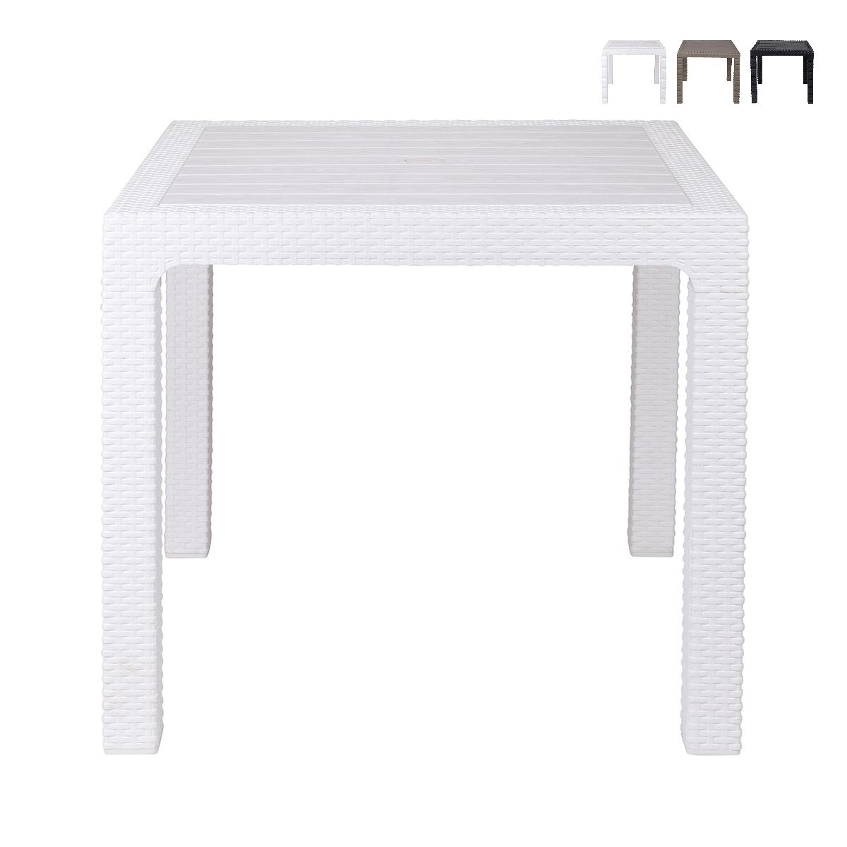 Stół ogrodowy kwadratowy z plastiku o wyglądzie rattanu 80x80 cm Varnu Promocja Stół ogrodowy kwadratowy z plastiku o wyglądzie rattanu 80x80 cm Varnu Promocja