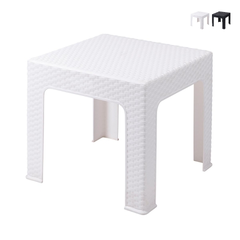 Stolik ogrodowy niski 43x43 cm z tworzywa sztucznego imitacja rattanu Zhorek Promocja
