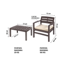 Zestaw mebli ogrodowych Fij: sofa, 2 fotele i stolik, efekt drewna 
