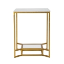 Stolik kawowy z metalową złotą ramą i marmurowym blatem 47x47x60 Double Marble Oferta