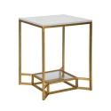 Stolik kawowy z metalową złotą ramą i marmurowym blatem 47x47x60 Double Marble Promocja