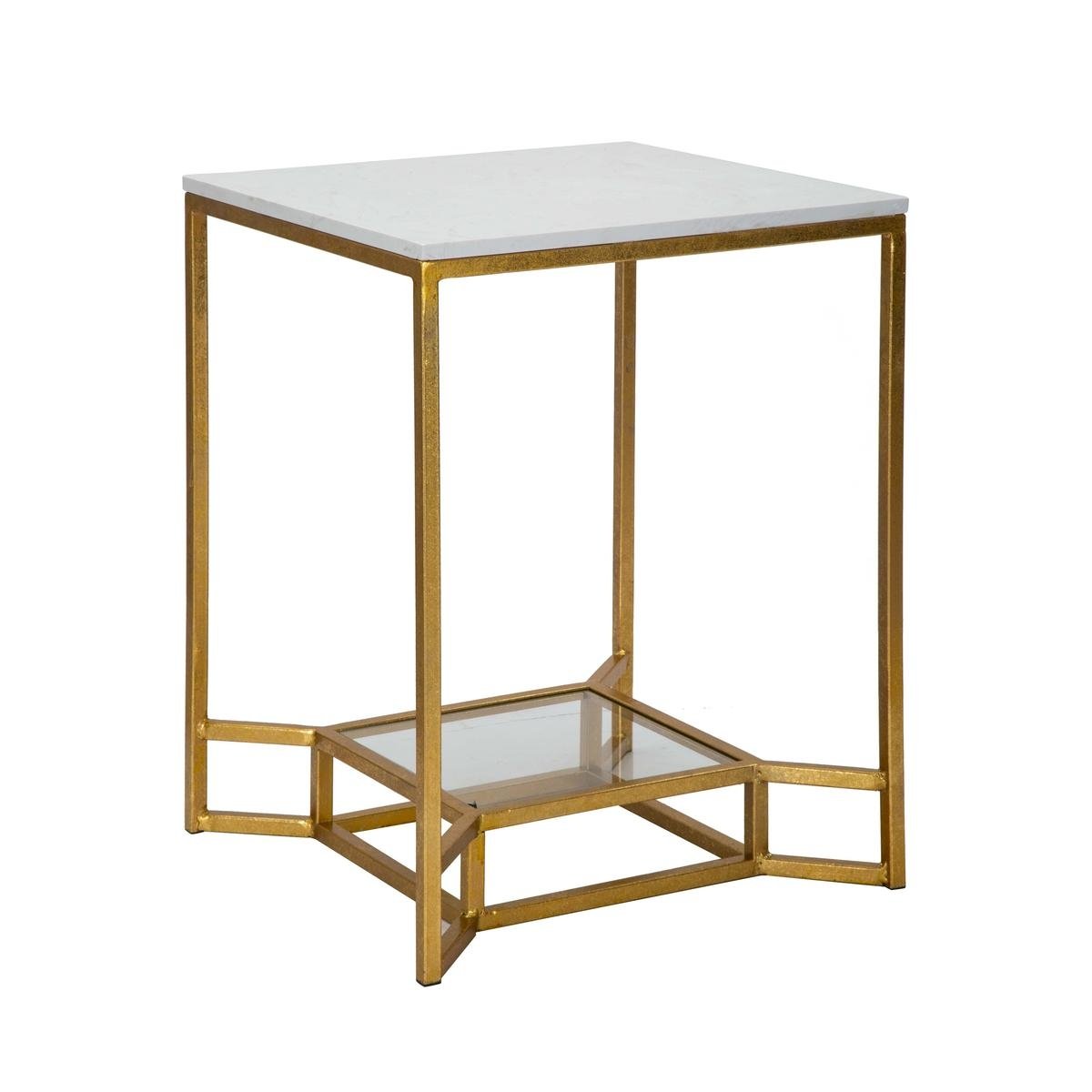 Stolik kawowy z metalową złotą ramą i marmurowym blatem 47x47x60 Double Marble Promocja Stolik kawowy z metalową złotą ramą i marmurowym blatem 47x47x60 Double Marble Promocja