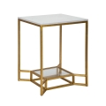 Stolik kawowy z metalową złotą ramą i marmurowym blatem 47x47x60 Double Marble Promocja
