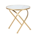 Okrągły stolik z metalu złotego z marmurowym blatem 50x50,5 Mat Oferta