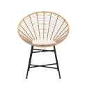 Krzesło z metalu i rattanu z białą poduszką boho chic Panama Oferta