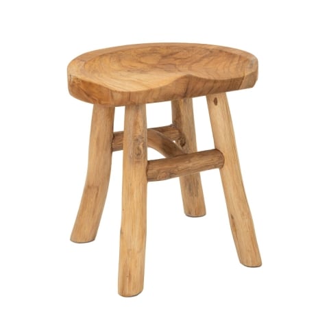 Ręcznie wykonany taboret z drewna teak w stylu etno rustykalnym Sel Promocja
