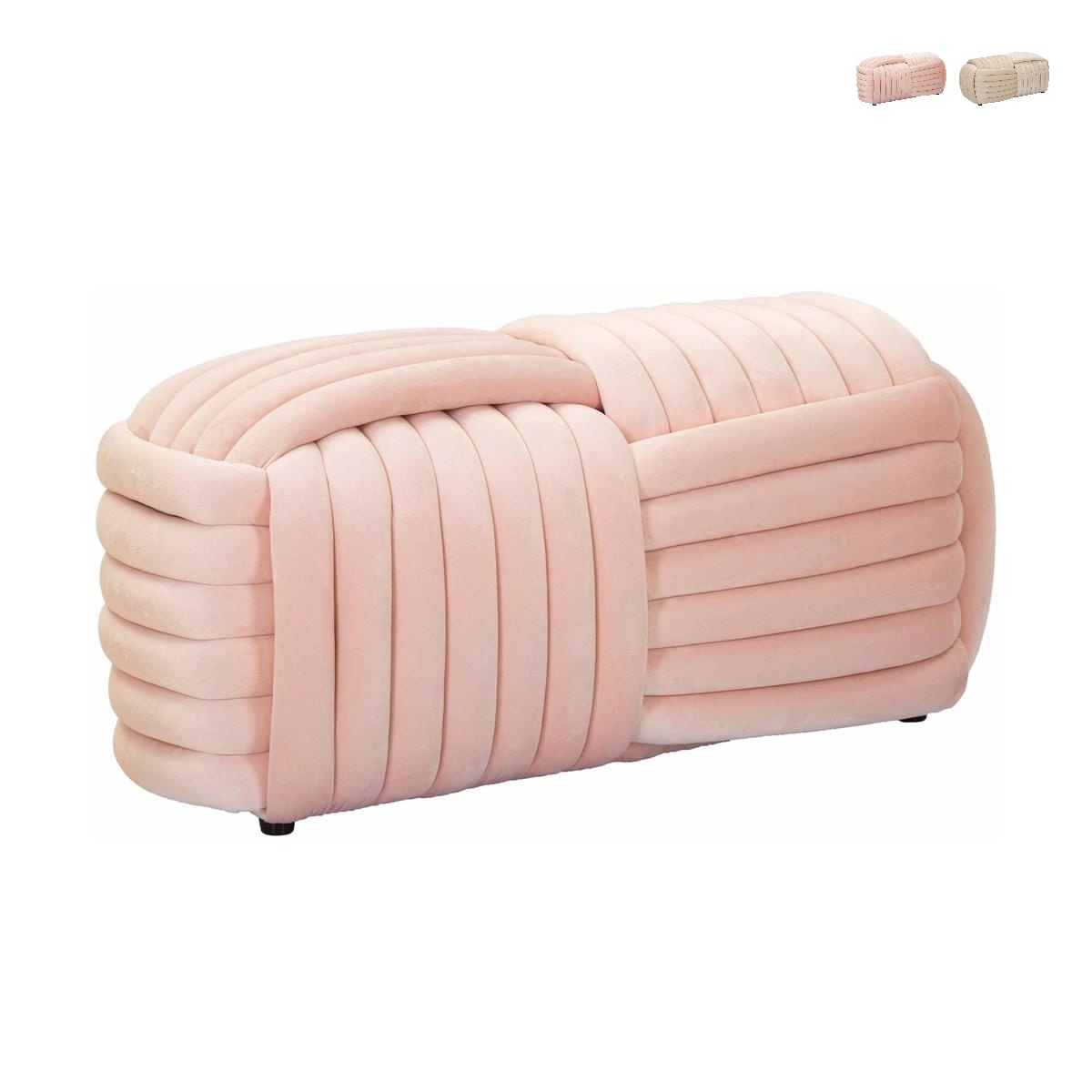 Nowoczesny puf ławkowy z plecionego aksamitu 90x45x45 cm Softy Oferta