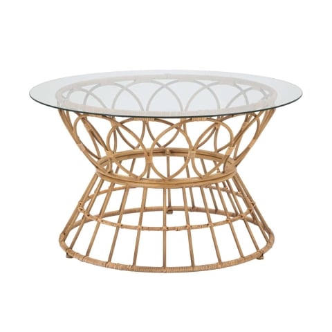 Okrągły stolik kawowy z rattanu i szkła 75x44,5 cm Panama Circle Promocja