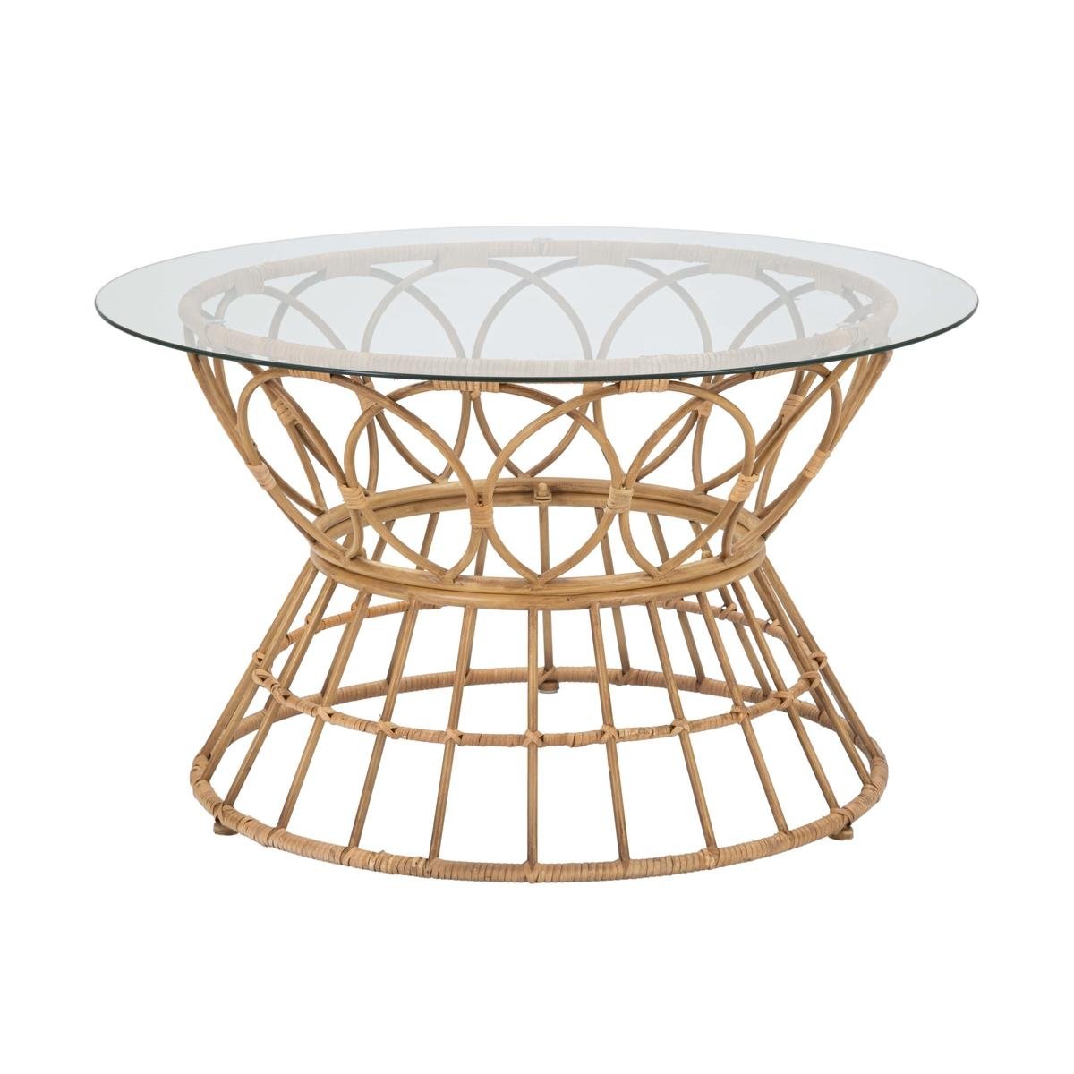 Okrągły stolik kawowy z rattanu i szkła 75x44,5 cm Panama Circle Promocja