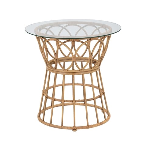 Okrągły stolik rattanowy z szklanym blatem 50x50cm Panama Circle Promocja
