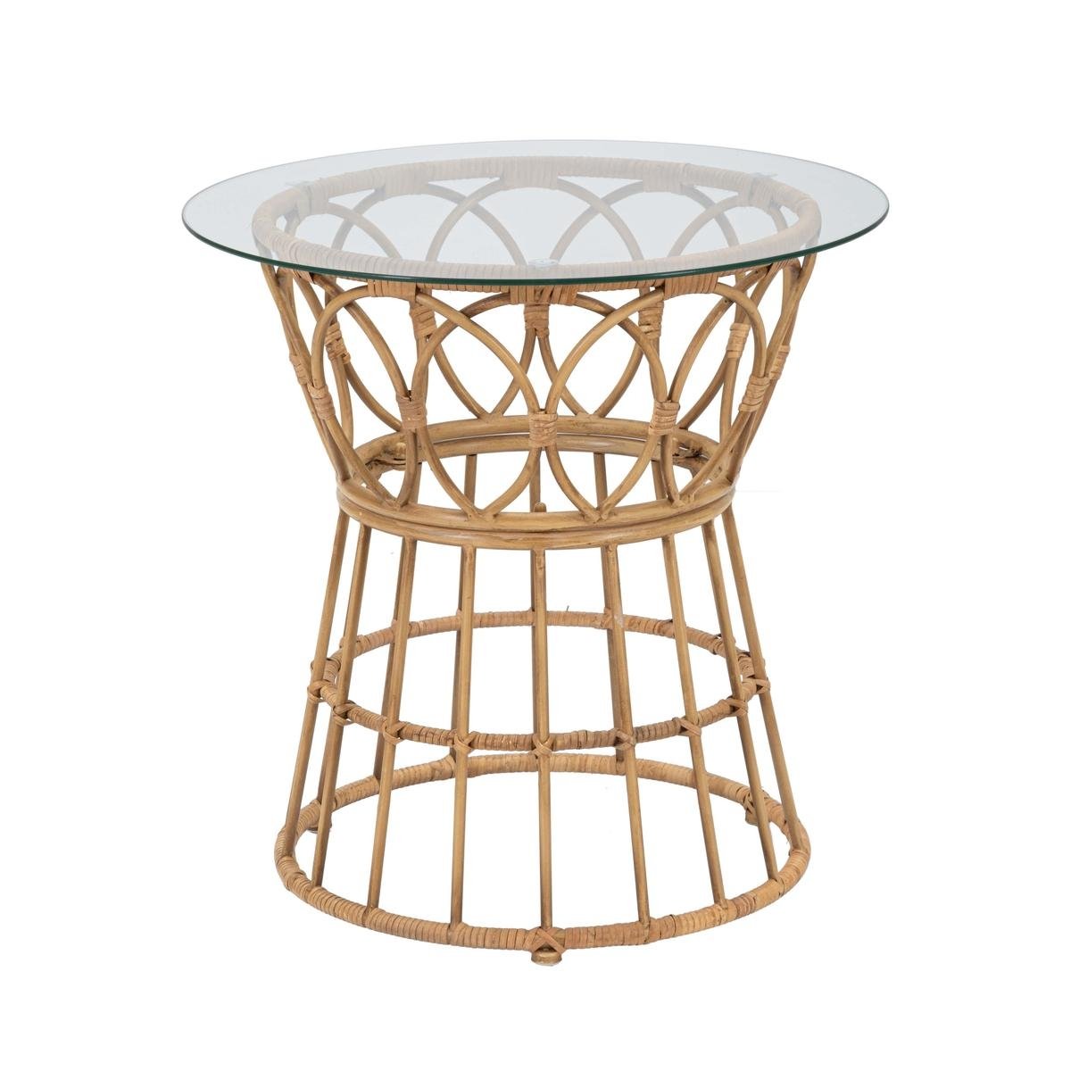 Okrągły stolik rattanowy z szklanym blatem 50x50cm Panama Circle Promocja