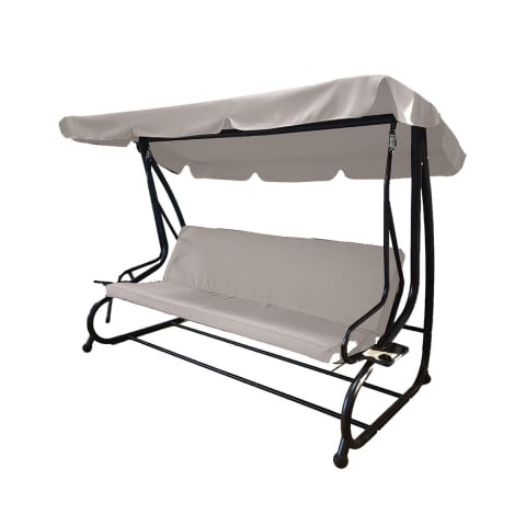 Ogrodowa huśtawka 3-osobowa z daszkiem przeciwsłonecznym 230x120x165cm szara Deluxe Promocja