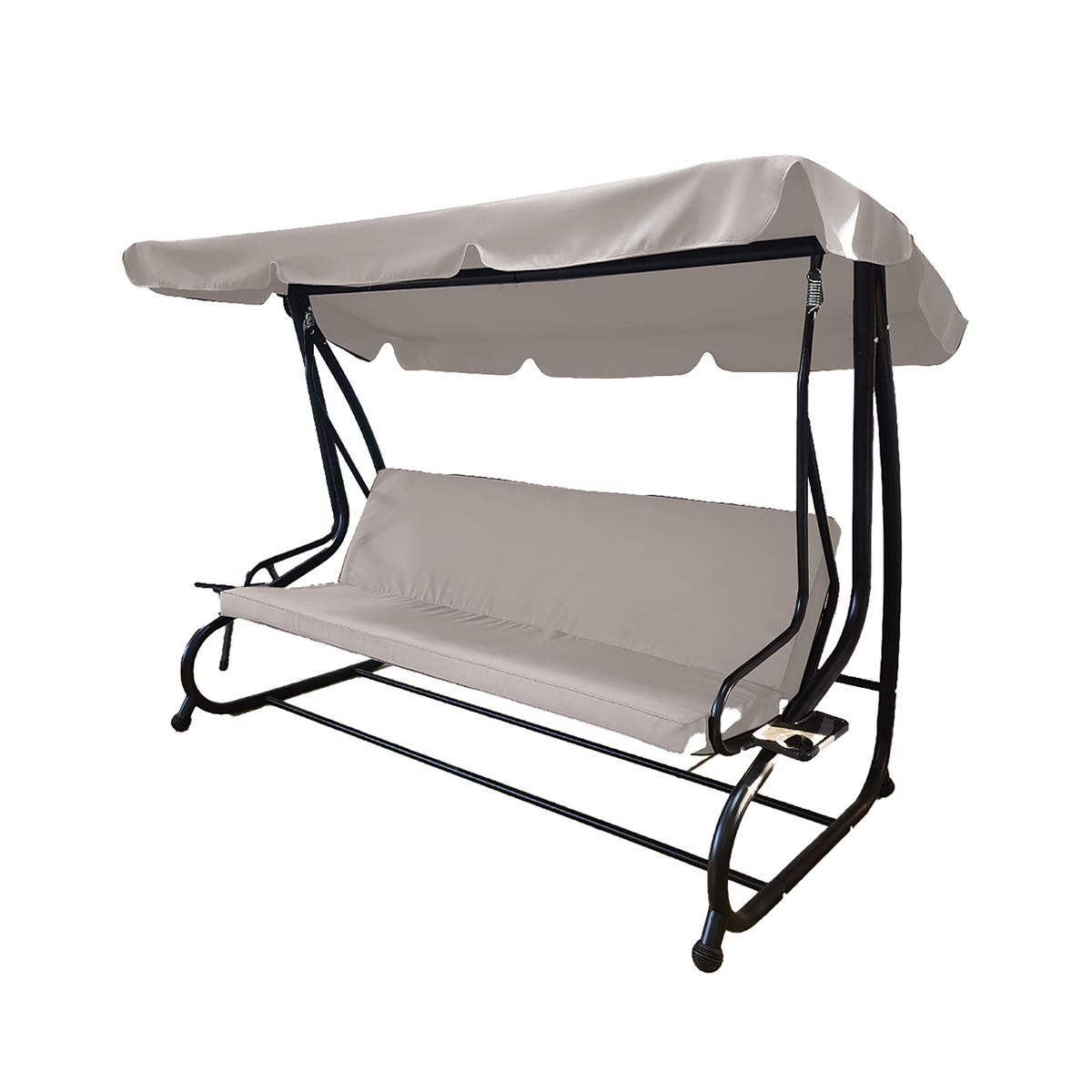 Ogrodowa huśtawka 3-osobowa z daszkiem przeciwsłonecznym 230x120x165cm szara Deluxe Promocja Ogrodowa huśtawka 3-osobowa z daszkiem przeciwsłonecznym 230x120x165cm szara Deluxe Promocja