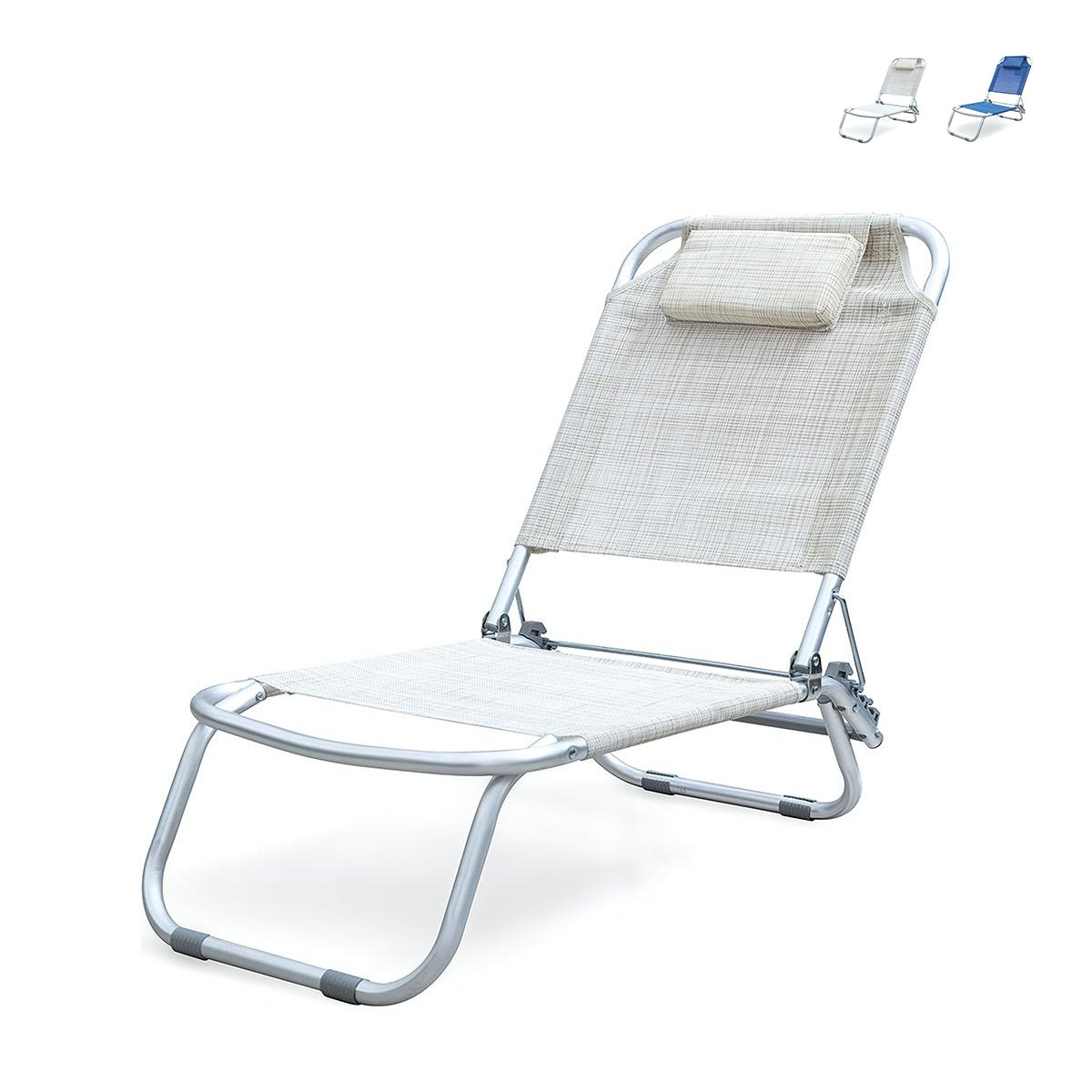 Składane leżak plażowy z poduszką, aluminiowy, model Grecia Promocja Składane leżak plażowy z poduszką, aluminiowy, model Grecia Promocja
