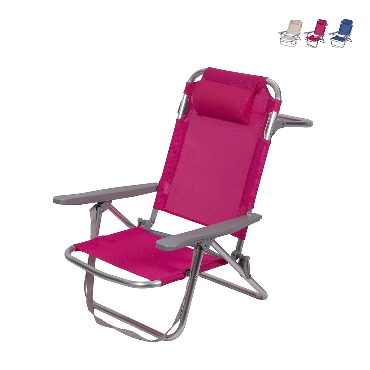 Leżak plażowy z poduszką i podłokietnikami, aluminium, model Brasile Promocja Leżak plażowy z poduszką i podłokietnikami, aluminium, model Brasile Promocja