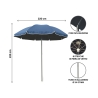 Parasol plażowy Ø2,4 m aluminiowy, 16 żeber, odchylany Shangai 