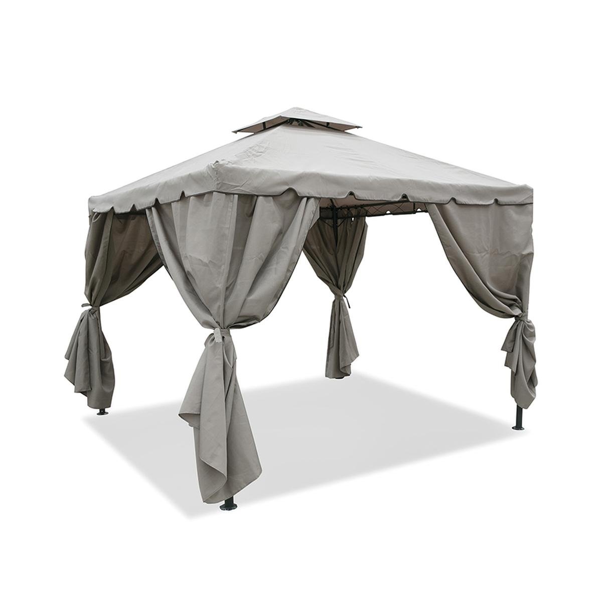Gazebo idrorepellente 3x3m 4 tende laterali ferro tortora Tangeri Promocja Gazebo idrorepellente 3x3m 4 tende laterali ferro tortora Tangeri Promocja