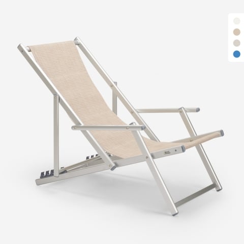 Morski leżak plażowy ze składanymi aluminiowymi podłokietnikami Riccione Gold Lux Promocja