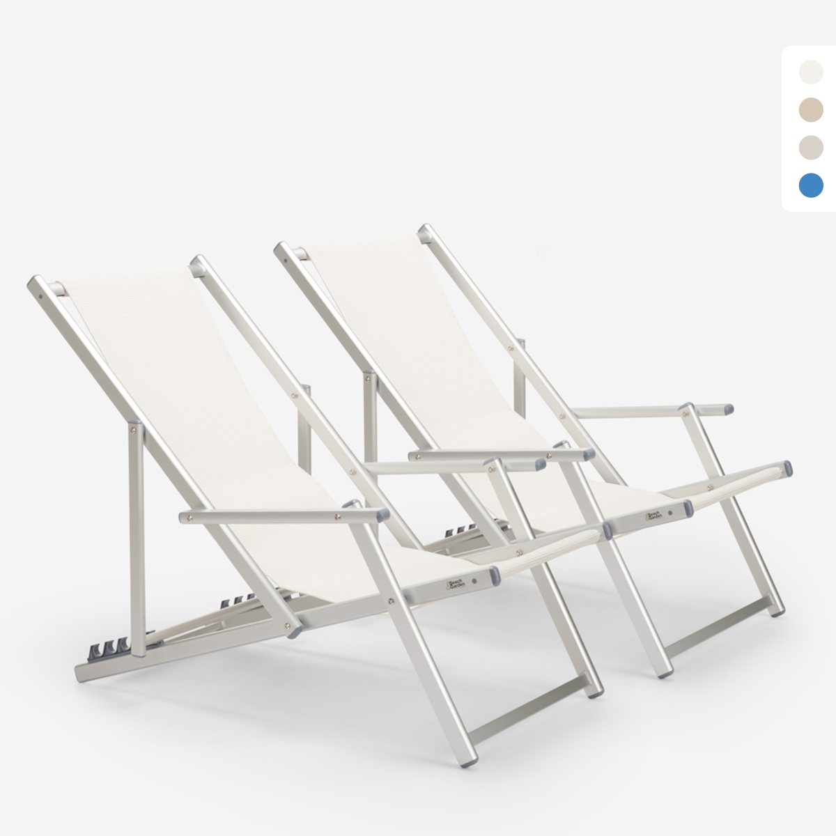 2 składane krzesła plażowe Riccione Gold Lux ​​podłokietniki z aluminium Katalog