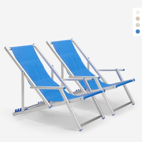 2 składane krzesła plażowe Riccione Gold Lux ​​podłokietniki z aluminium Promocja