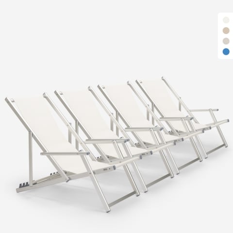 4 składane krzesła plażowe Riccione Gold Lux ​z podłokietnikami Promocja