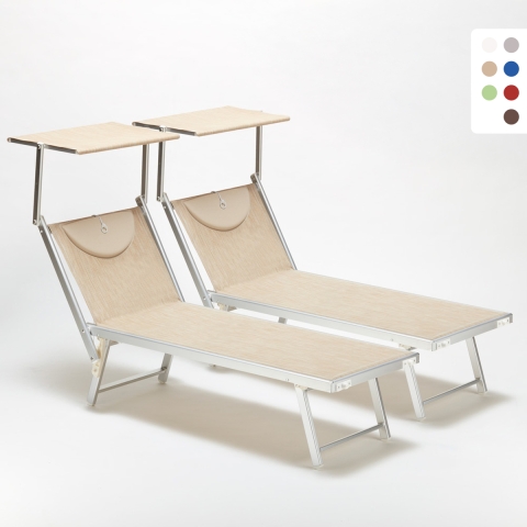 Zestaw 2 aluminiowych leżaków plażowych profesjonalne Santorini Promocja