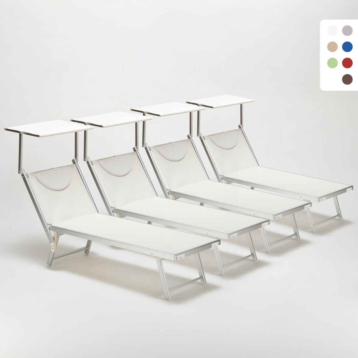 Zestaw 4 aluminiowych leżaków plażowych Santorini Zakup