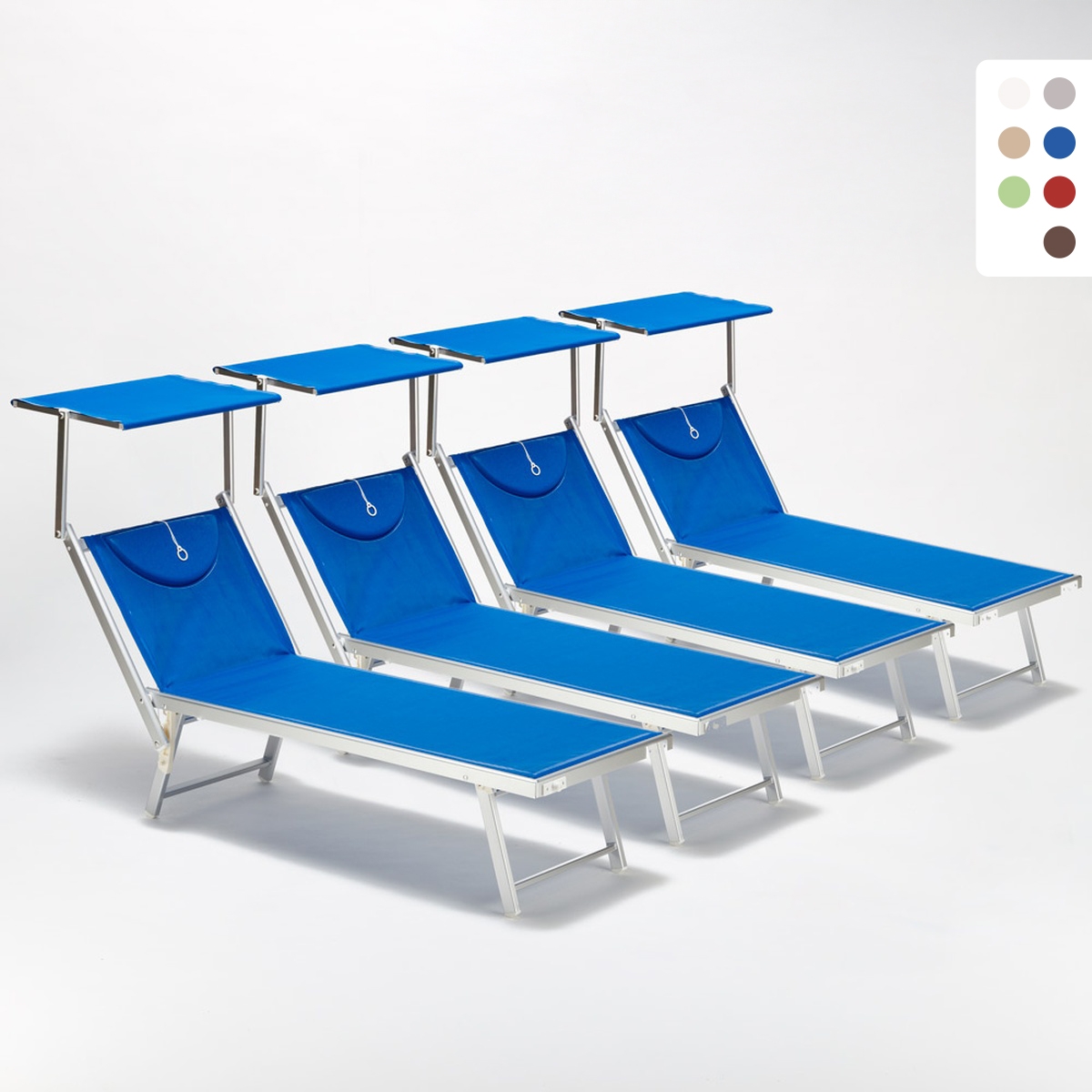 Zestaw 4 aluminiowych leżaków plażowych Santorini Zakup Zestaw 4 aluminiowych leżaków plażowych Santorini Zakup