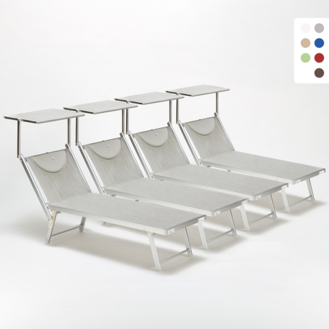 Zestaw 4 aluminiowych leżaków plażowych Santorini Promocja