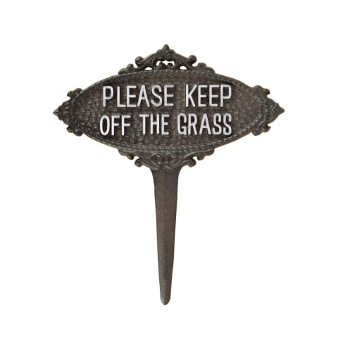 Żeliwny Słupek Ogrodowy z Napisem Keep Off The Grass Promocja