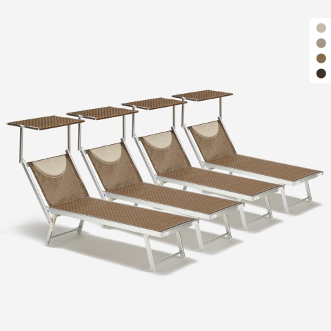 Zestaw 4 aluminiowe leżaki plażowe z daszkiem Santorini Limited Edition Promocja