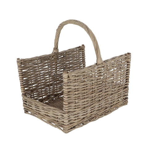 Kosz na drewno z wikliny z uchwytem 45,8x36x51,5 cm Promocja