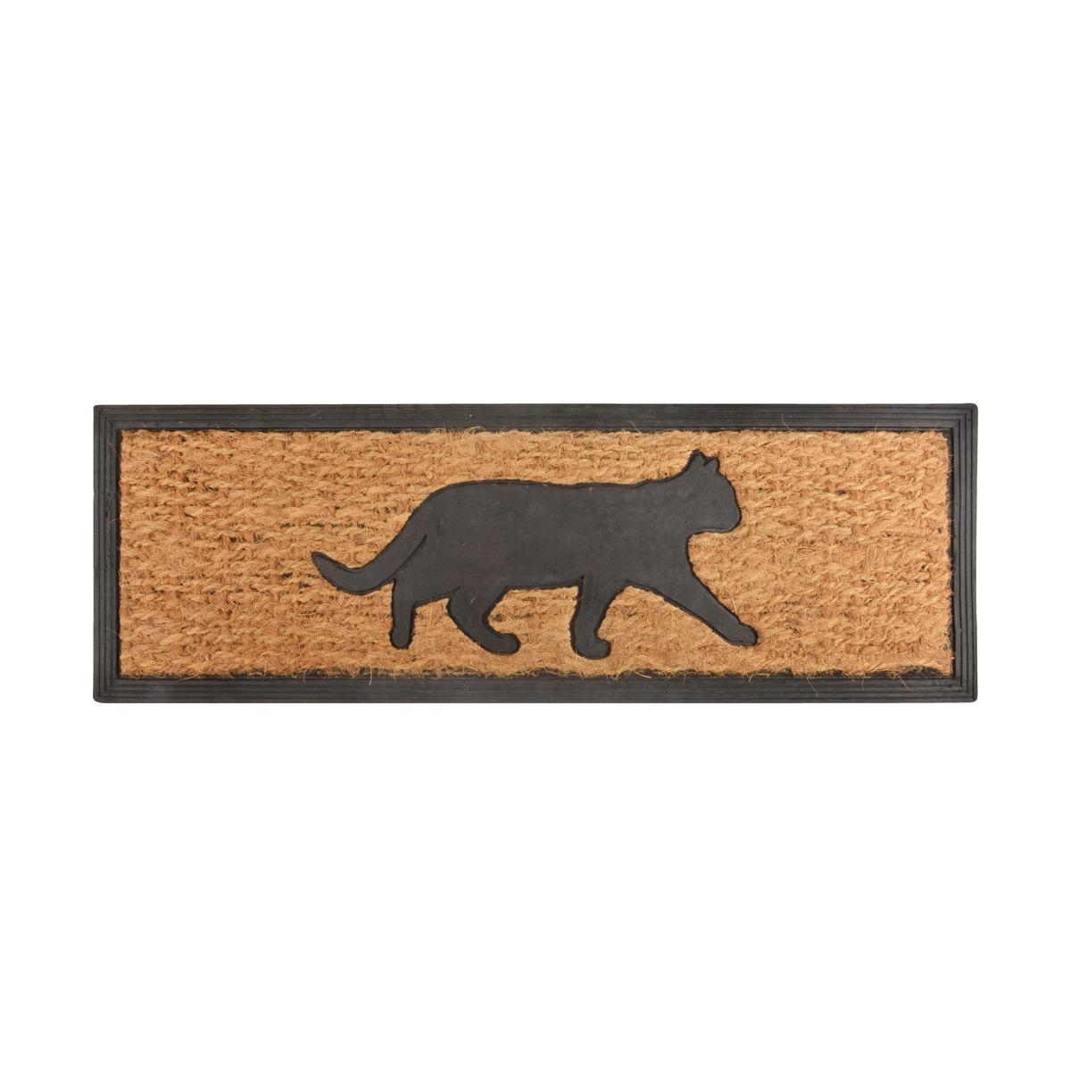Wycieraczka z włókna kokosowego i gumy z wzorem kota 75,1x25,3 cm Promocja