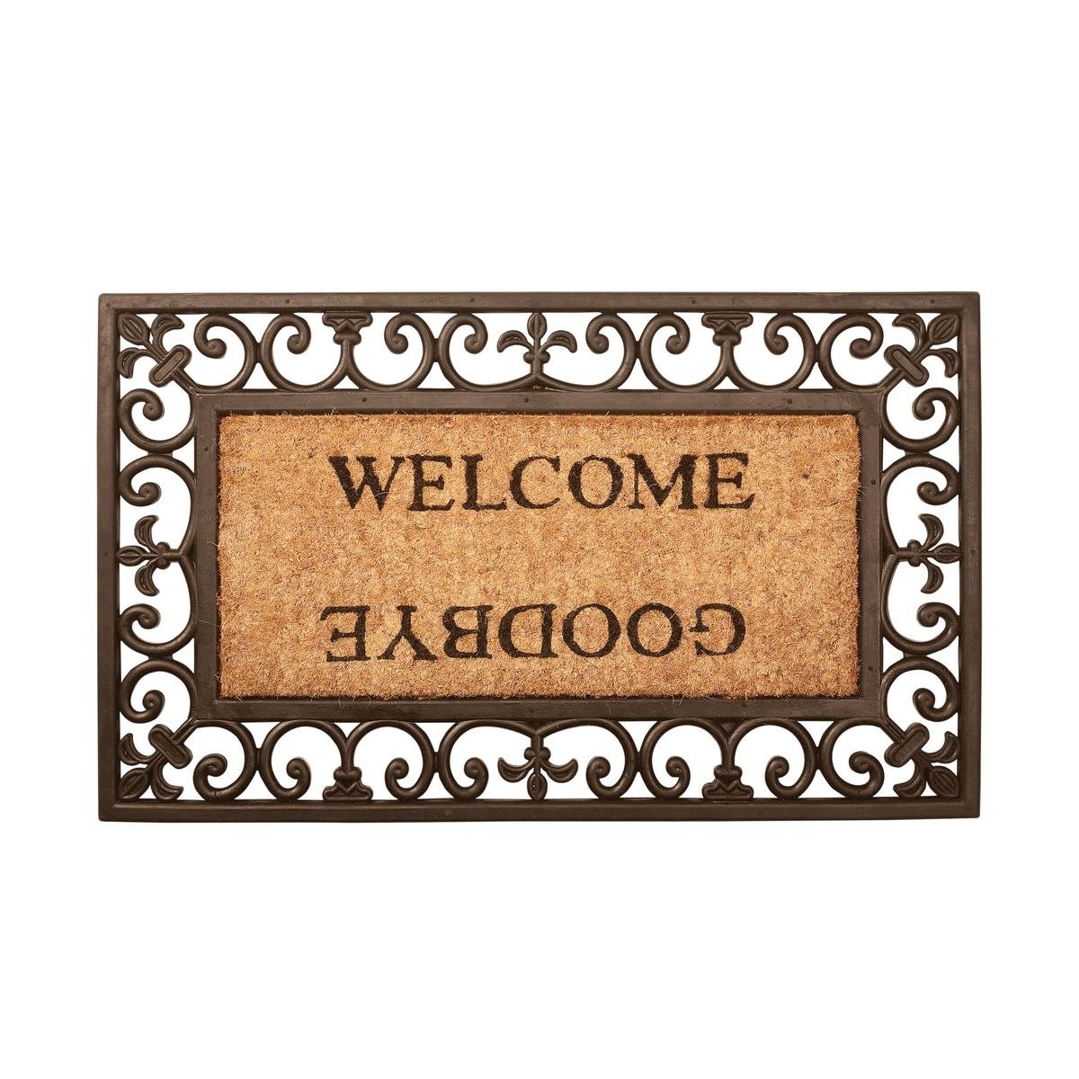 Wycieraczka wejściowa z gumy i kokosa z napisem Welcome Goodbye Promocja Wycieraczka wejściowa z gumy i kokosa z napisem Welcome Goodbye Promocja