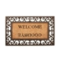 Wycieraczka wejściowa z gumy i kokosa z napisem Welcome Goodbye Promocja