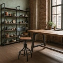 Stołek barowy vintage industrialny z oparciem, regulowany, Junt Sprzedaż