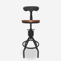 Stołek barowy vintage industrialny z oparciem, regulowany, Junt Oferta