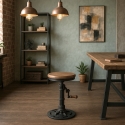 Regulowany industrialny stołek barowy vintage z korbką Zunor Sprzedaż