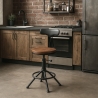 Taboret obrotowy regulowany w stylu vintage industrialnym z oparciem Crewi Back Sprzedaż